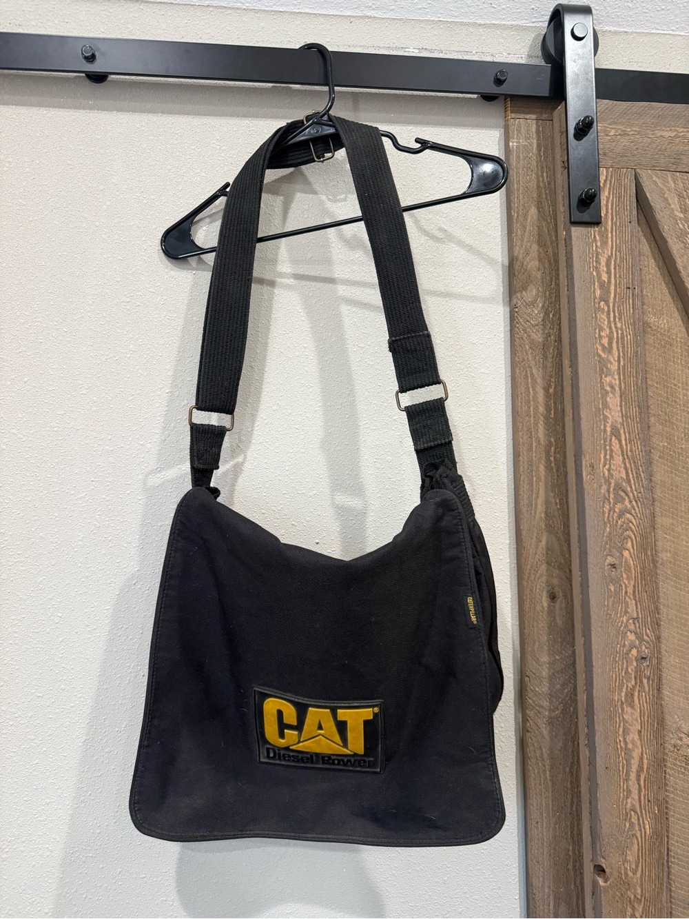 CAT Black Canvas Messenger Bag - Men's Workstyle Crossbody